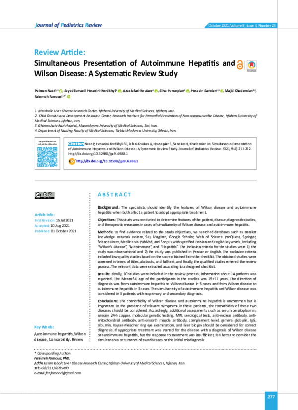 (PDF) Simultaneous Presentation of Autoimmune Hepatitis and Wilson's ...