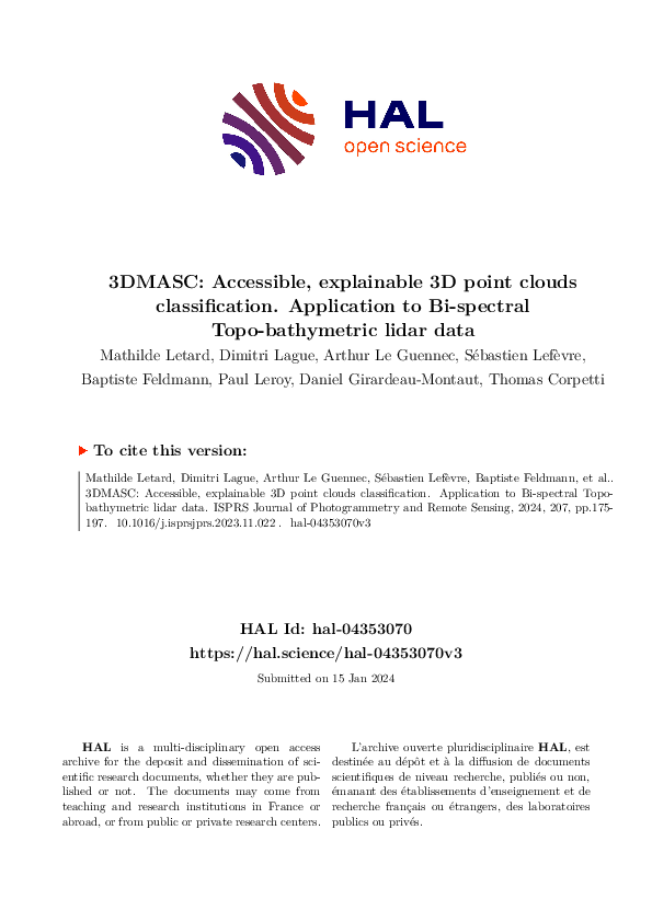 (PDF) 3DMASC: Explainable 3D Point Cloud Classification