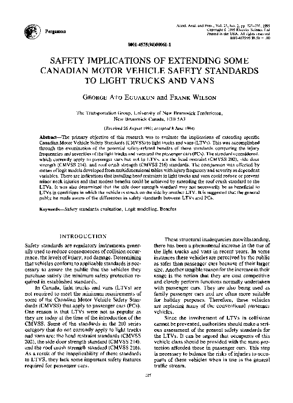 (PDF) Safety implications of extending some Canadian Motor Vehicle ...