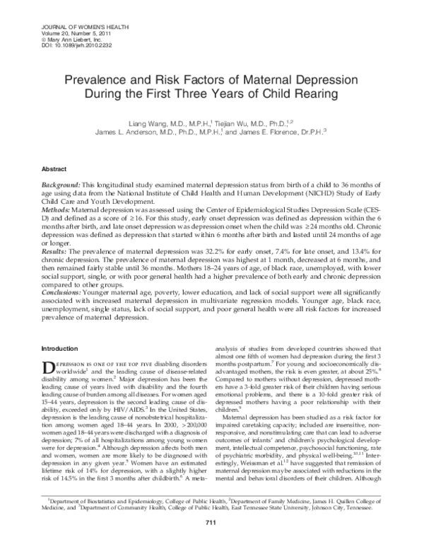 (PDF) Prevalence and Risk Factors of Maternal Depression During the ...