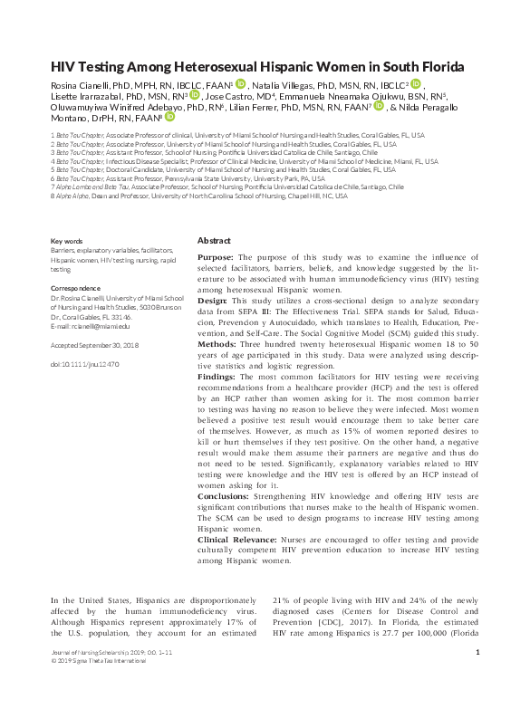 (PDF) HIV Testing Among Heterosexual Hispanic Women in South Florida