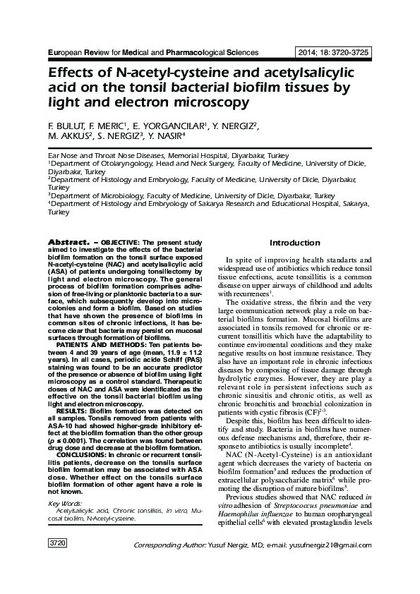 (PDF) Effects of N-acetyl-cysteine and acetylsalicylic acid on the ...