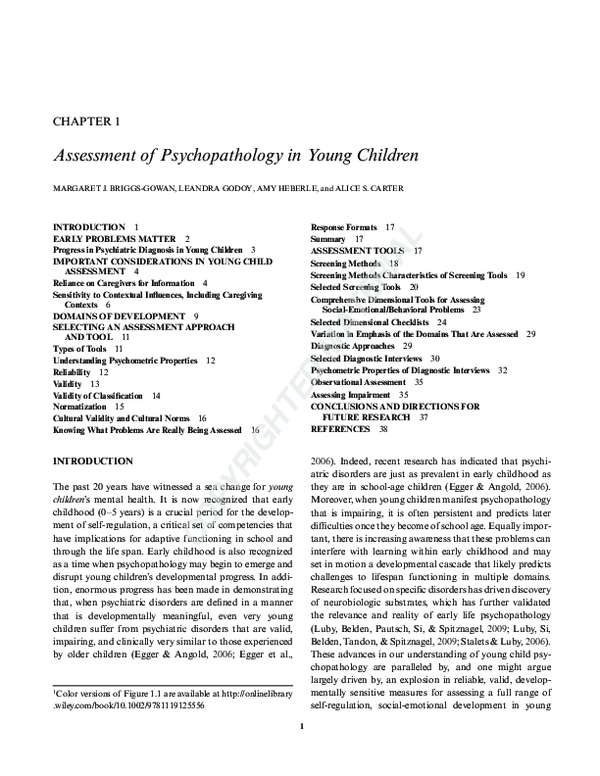 (PDF) Assessment of Psychopathology in Young Children