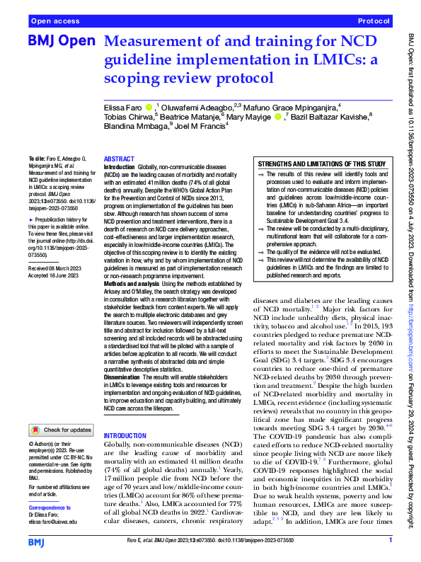 (PDF) Measurement of and training for NCD guideline implementation in ...
