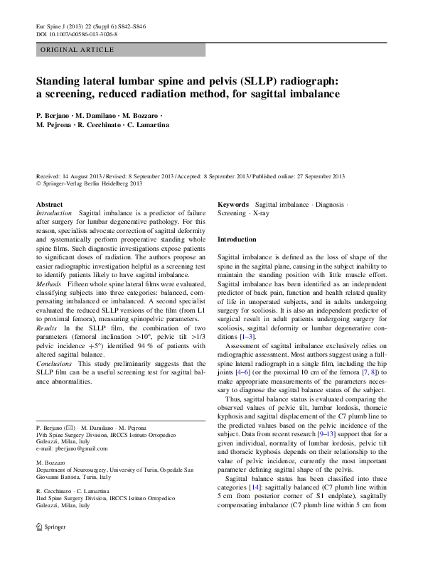 (PDF) Standing lateral lumbar spine and pelvis (SLLP) radiograph: a ...