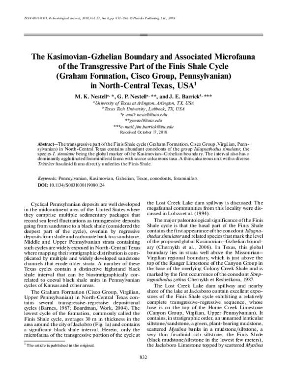 (PDF) The Kasimovian-Gzhelian Boundary and Associated Microfauna of the ...