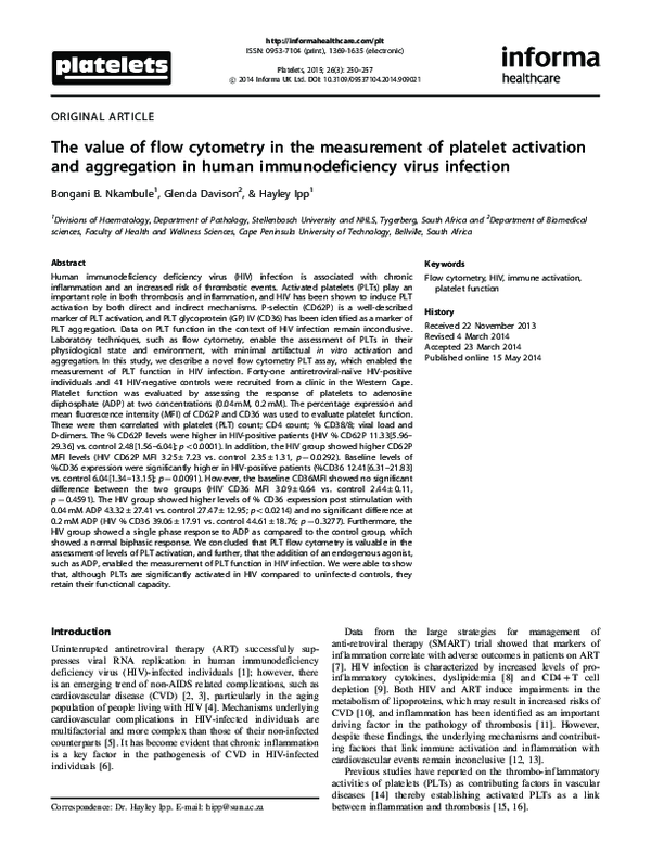 (PDF) The value of flow cytometry in the measurement of platelet ...