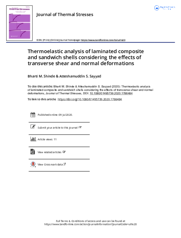 (PDF) Thermoelastic Analysis of Laminated Composite Plates and Shells ...