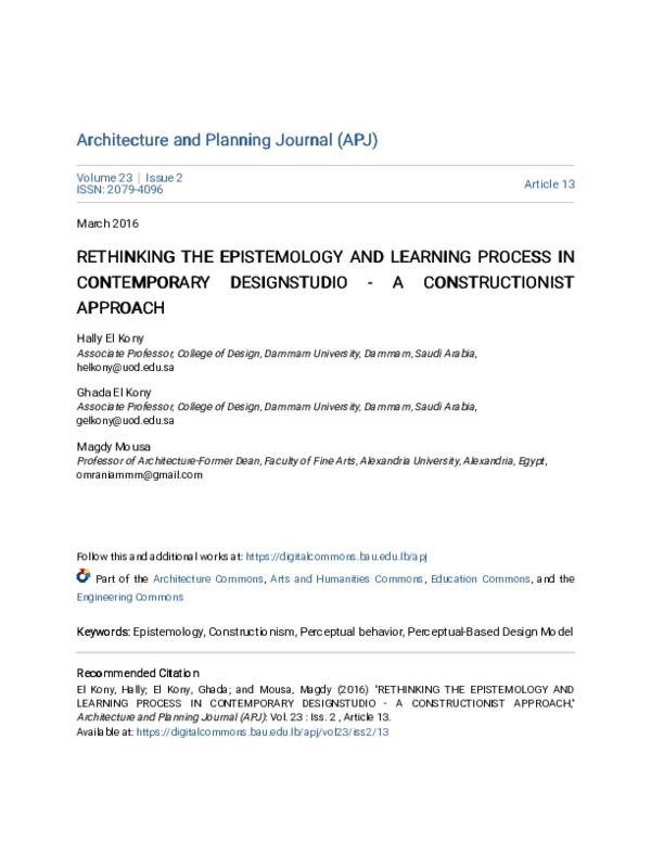 (PDF) Rethinking the Epistemology and Learning Process in Contemporary ...