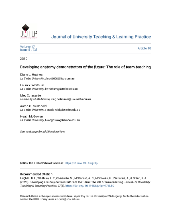 (PDF) Developing anatomy demonstrations of the future: The role of team ...