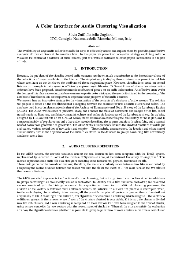(PDF) A Color Interface for Audio Clustering Visualization | Isa ...
