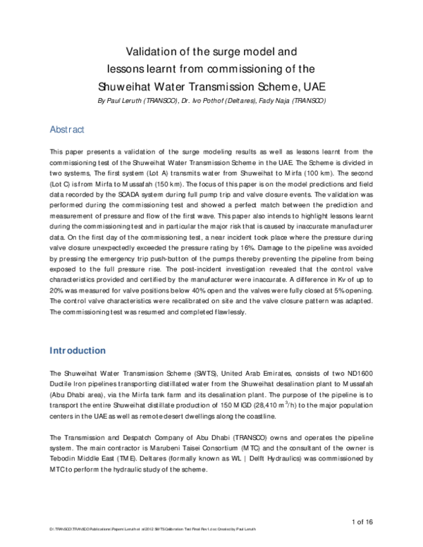 (PDF) Validation of the surge model and lessons learnt from ...