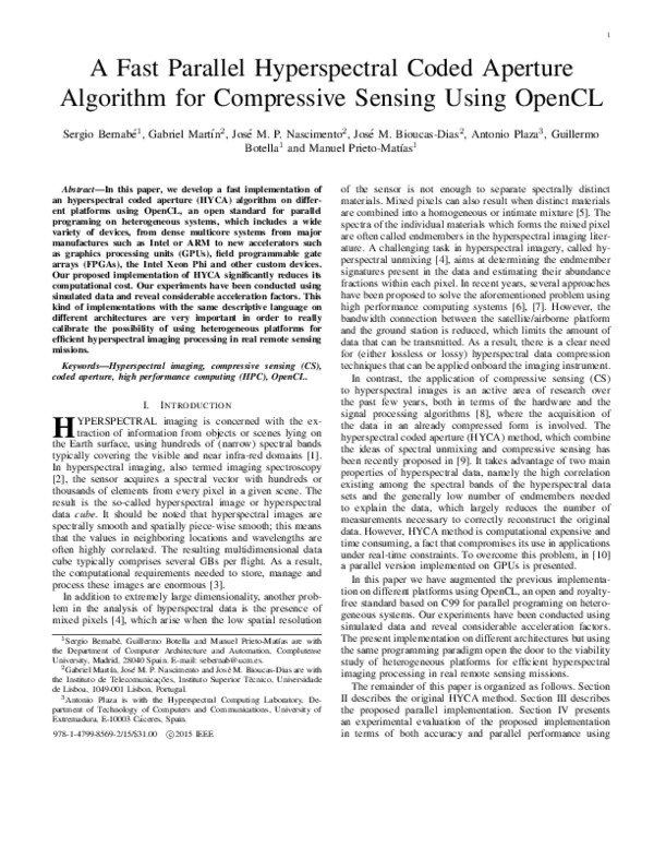 (PDF) A fast parallel hyperspectral coded aperture algorithm for ...