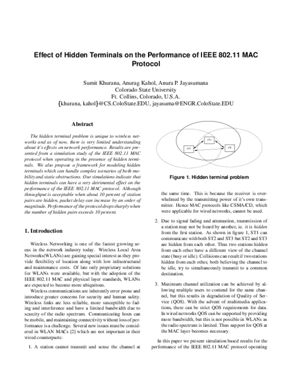 (PDF) Effect of hidden terminals on the performance of IEEE 802.11 MAC ...