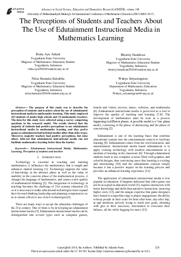 (PDF) The Perceptions of Students and Teachers About The Use of ...