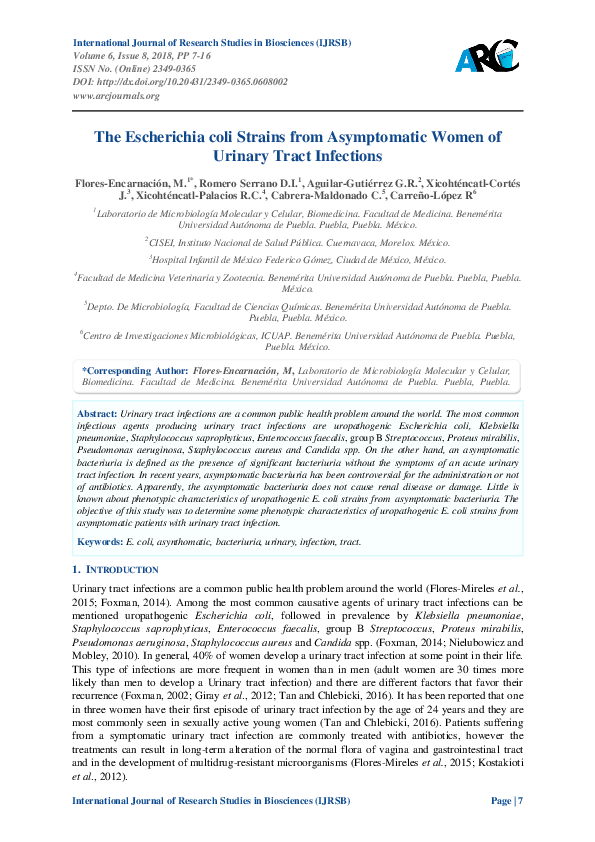 (PDF) Antimicrobial Resistance in Escherichia coli Strains From Urinary ...