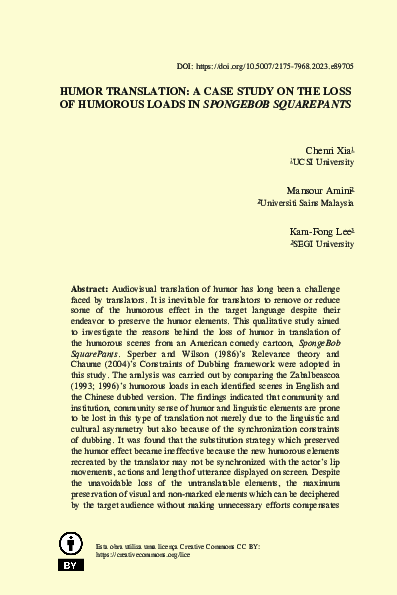 (PDF) Humor translation: a case study on the loss of humorous loads in ...