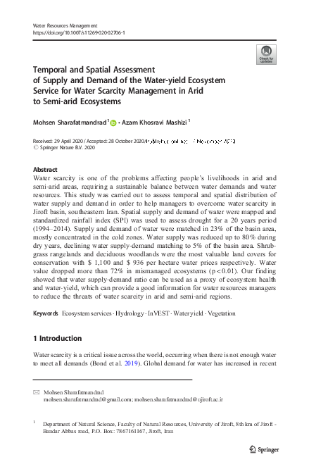 (PDF) Temporal and Spatial Assessment of Supply and Demand of the Water ...