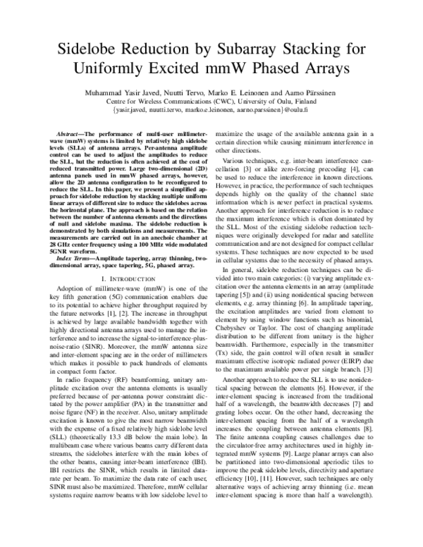 (PDF) Sidelobe Reduction by Subarray Stacking for Uniformly Excited mmW ...