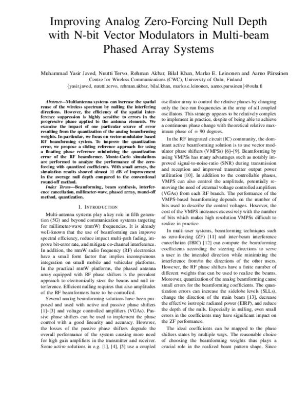 (PDF) Improving Analog Zero-Forcing Null Depth with N-bit Vector ...