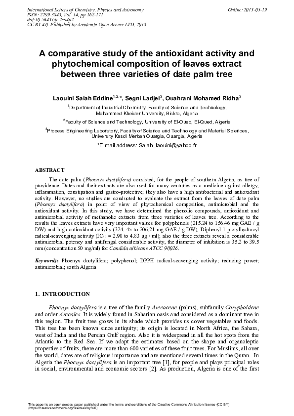 (PDF) Comparative Study of the Antioxidant Activity and Phytochemical ...