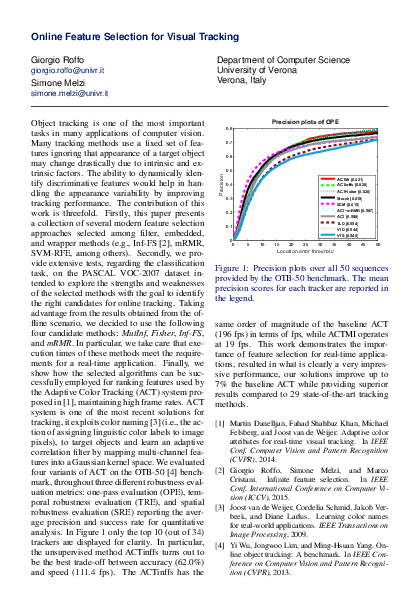 (PDF) Online Feature Selection for Visual Tracking