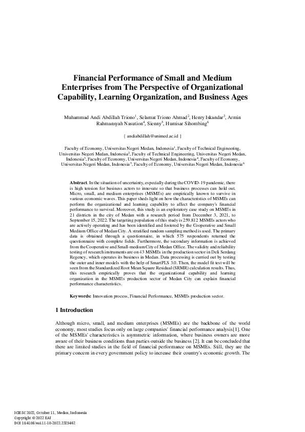 (PDF) Financial Performance of Small and Medium Enterprises from The ...