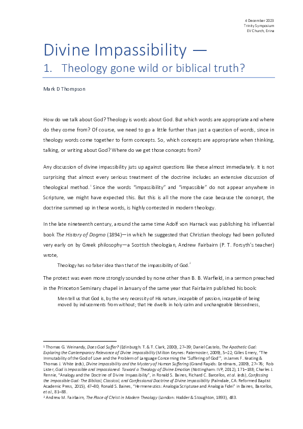 (PDF) Divine Impassibility