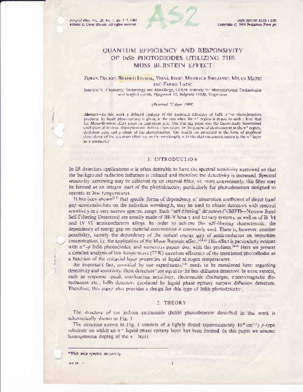(PDF) Quantum efficiency and responsivity of InSb photodiodes utilizing ...