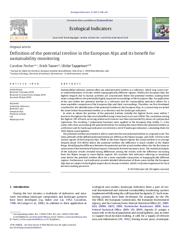 (PDF) Definition of the potential treeline in the European Alps and its ...