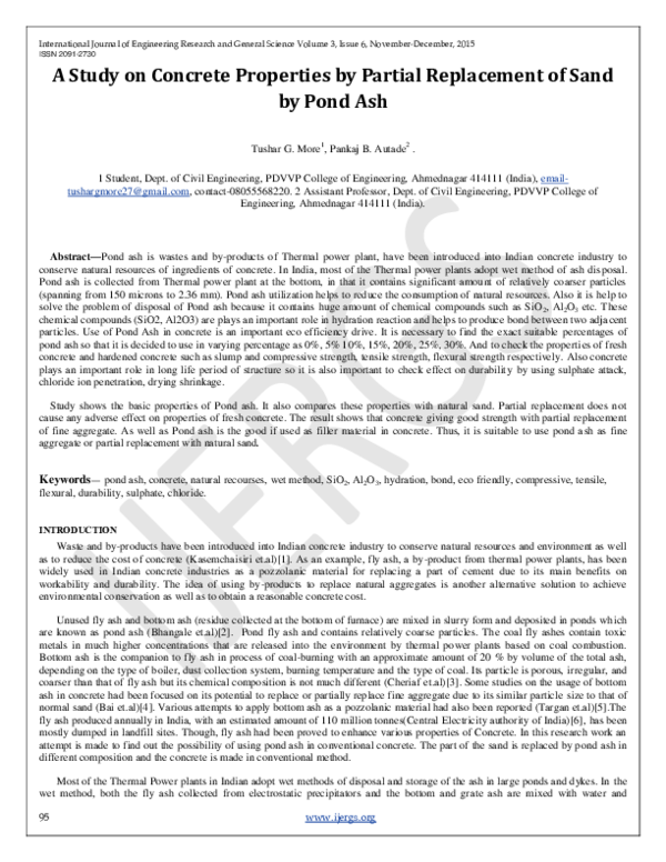 (PDF) A Study on Concrete Properties by Partial Replacement of Sand