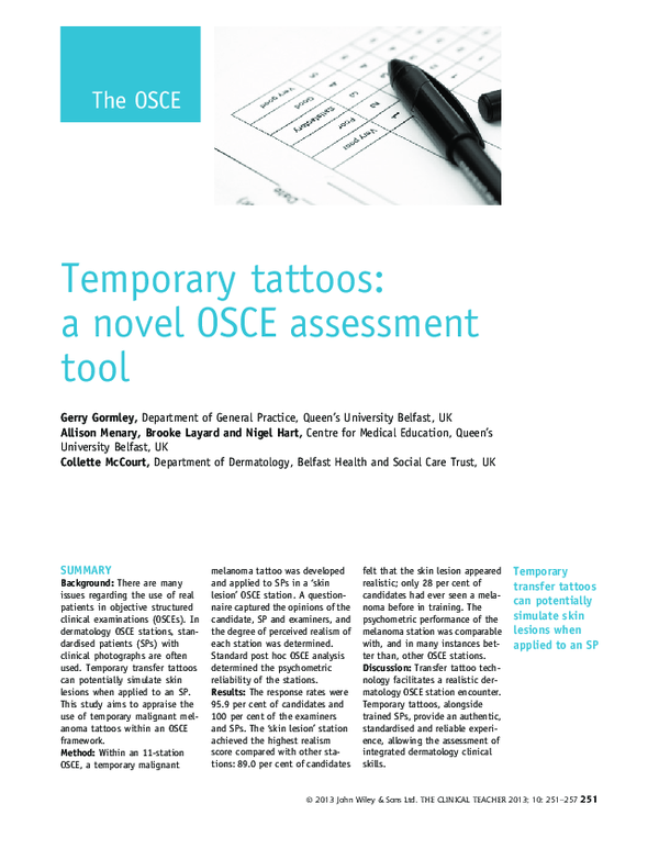 (PDF) Temporary tattoos: a novel OSCE assessment tool