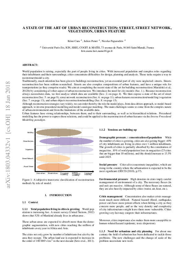 (PDF) A state of the art of urban reconstruction: street, street ...