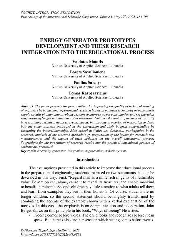 (PDF) Energy Generator Prototypes Development and These Research ...