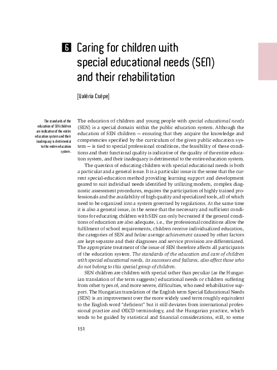 (PDF) Caring for children with special educational needs (SEN) and ...