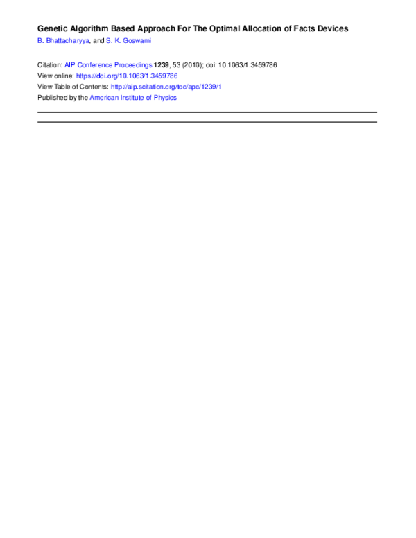 (PDF) Genetic Algorithm Based Approach For The Optimal Allocation of ...