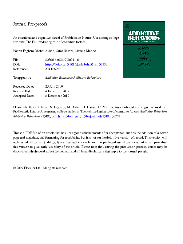 (PDF) An emotional and cognitive model of problematic Internet use ...