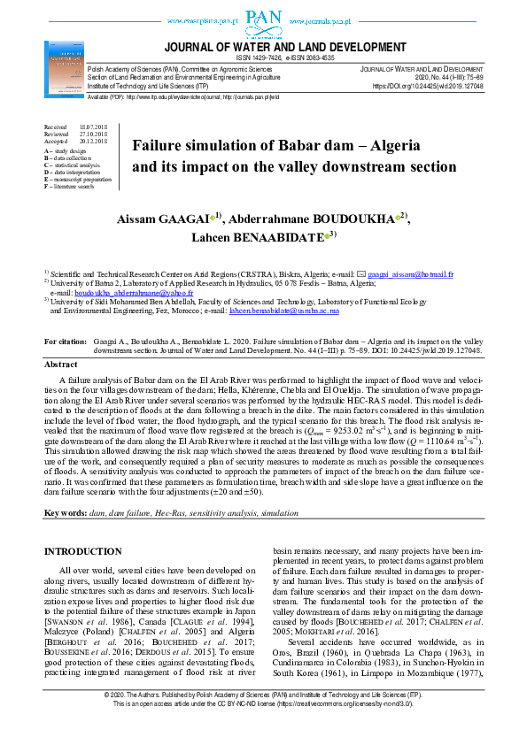 (PDF) Failure simulation of Babar dam – Algeria and its impact on the ...