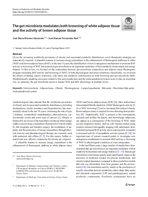 (PDF) The gut microbiota modulates both browning of white adipose ...