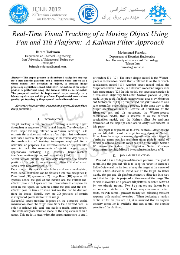 (PDF) Real-time visual tracking of a moving object using pan and tilt ...