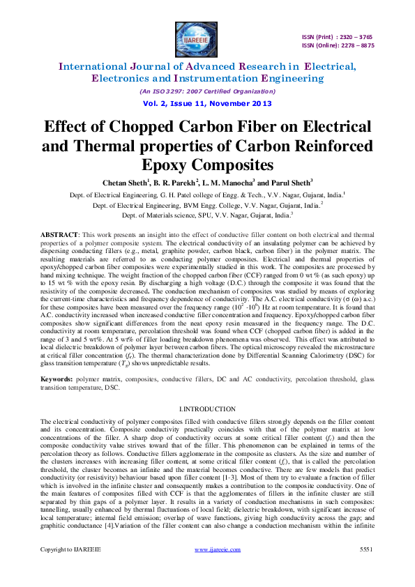 (PDF) Effect of Chopped Carbon Fiber on Electricaland Thermal ...