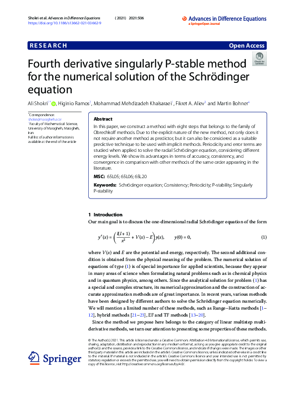 (PDF) Fourth derivative singularly P-stable method for the numerical ...