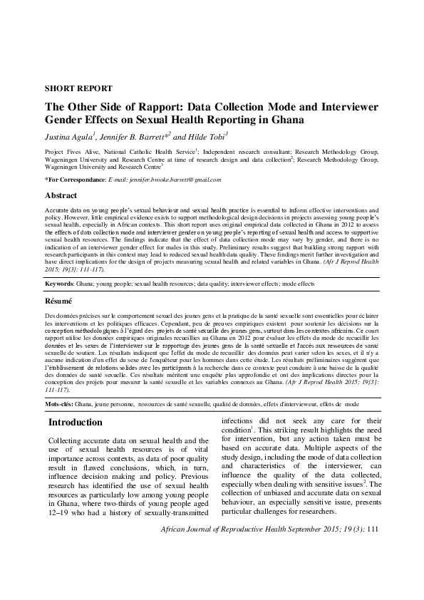 (PDF) The Other Side of Rapport: Data Collection Mode and Interviewer ...
