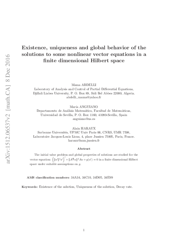 (PDF) Existence, uniqueness and global behavior of the solutions to ...