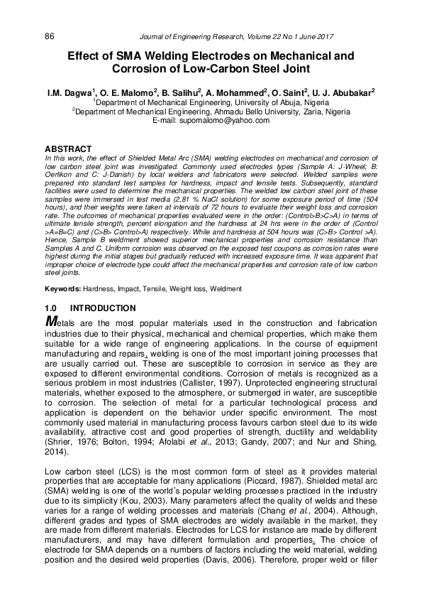 (PDF) Effect of SMA Welding Electrodes on Mechanical and Corrosion of ...