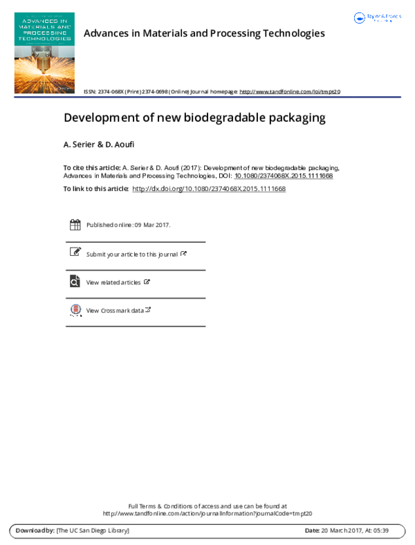 (PDF) Development of new biodegradable packaging