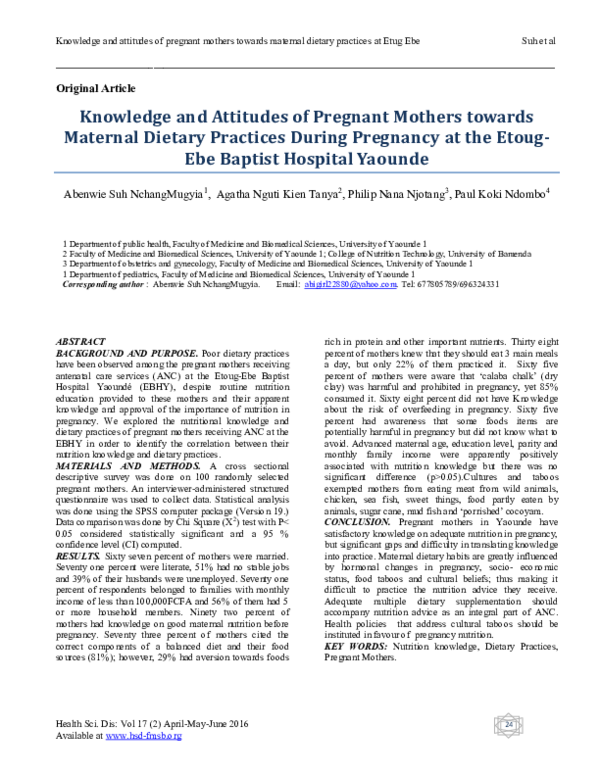 (PDF) Knowledge and Attitudes of Pregnant Mothers towards Maternal ...