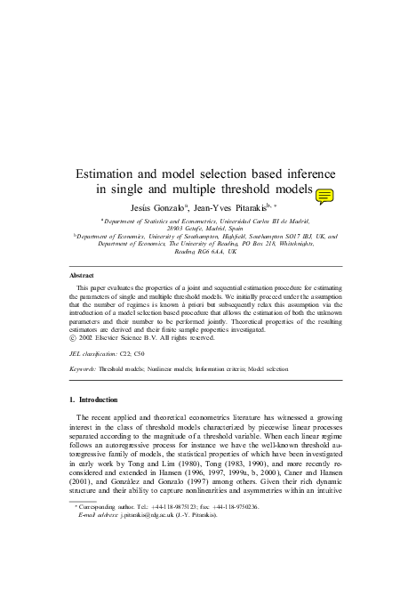 (PDF) Estimation and Model Selection Based Inference in Single and ...