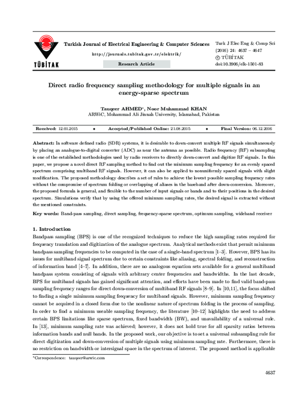 (PDF) Direct radio frequency sampling methodology for multiple signals ...