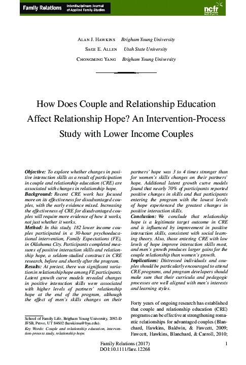 (PDF) How Does Couple and Relationship Education Affect Relationship ...